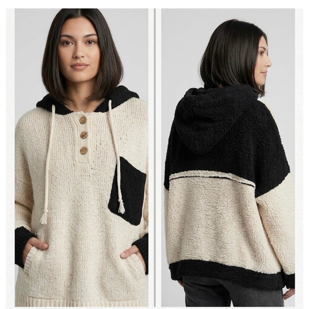 NWOT POL "A New Leaf" Colorblock Knit Hoodie Size Large - Picture 2 of 6
